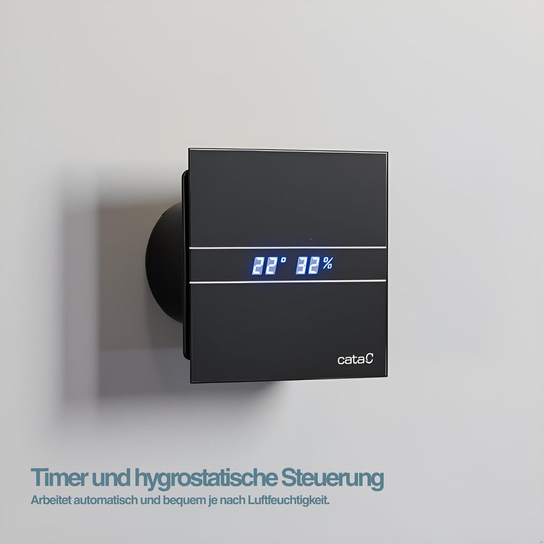 Cata E 100 GTH BK Bad-Abzieher, Timer Hygro, 8 W, Schwarz