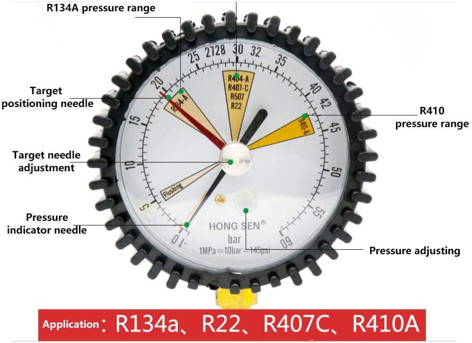 Nimoa Manometer Kältetechnik, Druckmessgeräte Klimaanlage Kältetechnik Stickstoffdruckprüfgerät Druc