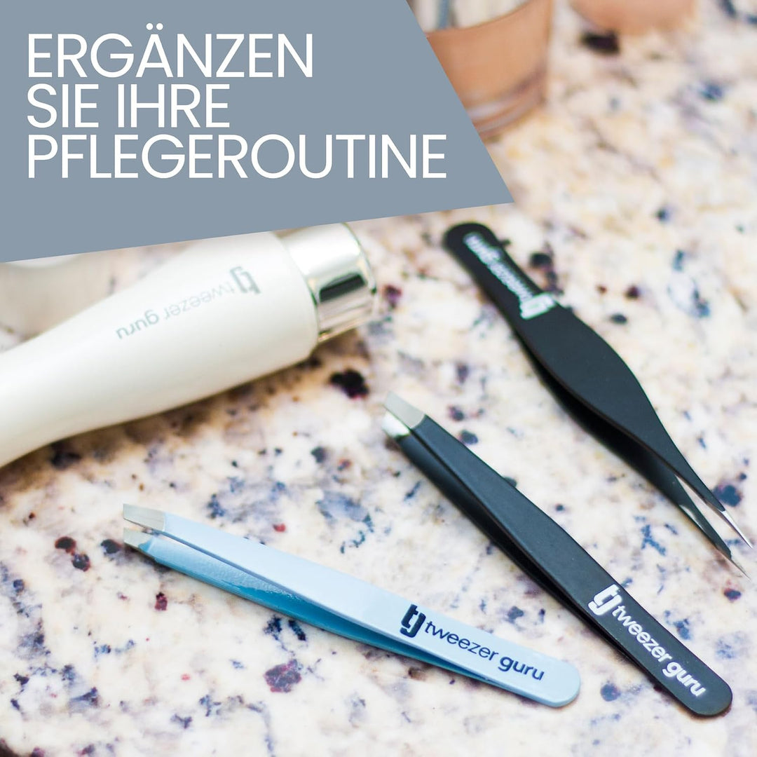 Tweezer Guru augenbrauen zupfen – Pinzetten Set aus Edelstahl - Abgeschrägt &amp; Spitz – Präzision zur