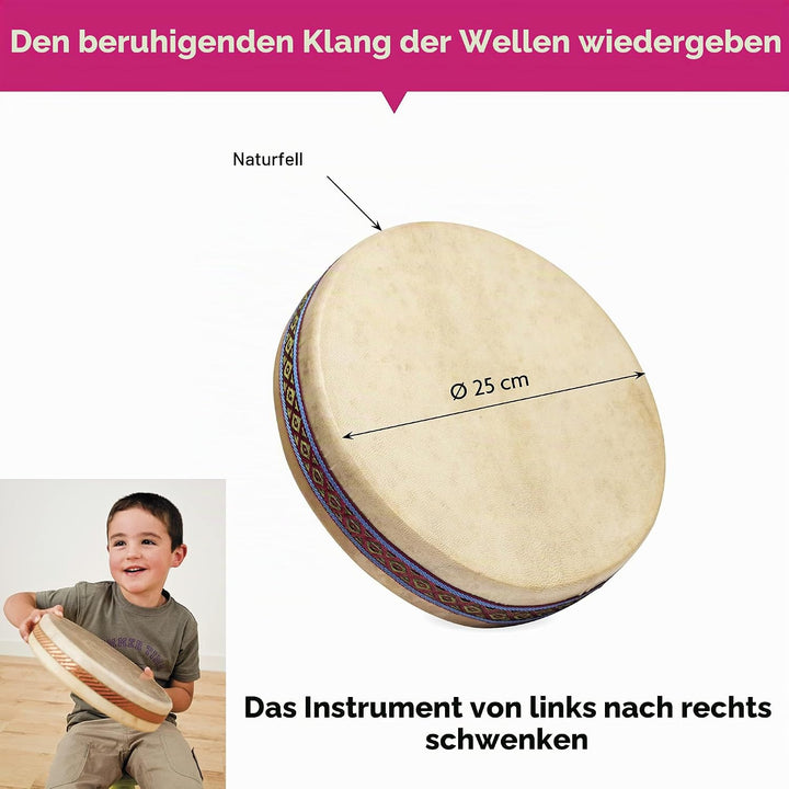 FUZEAU - 70625 - Ocean Drum - Ocean Drum - Trommel mit Naturhaut Ø 25 cm - Imitiert den Klang des Me