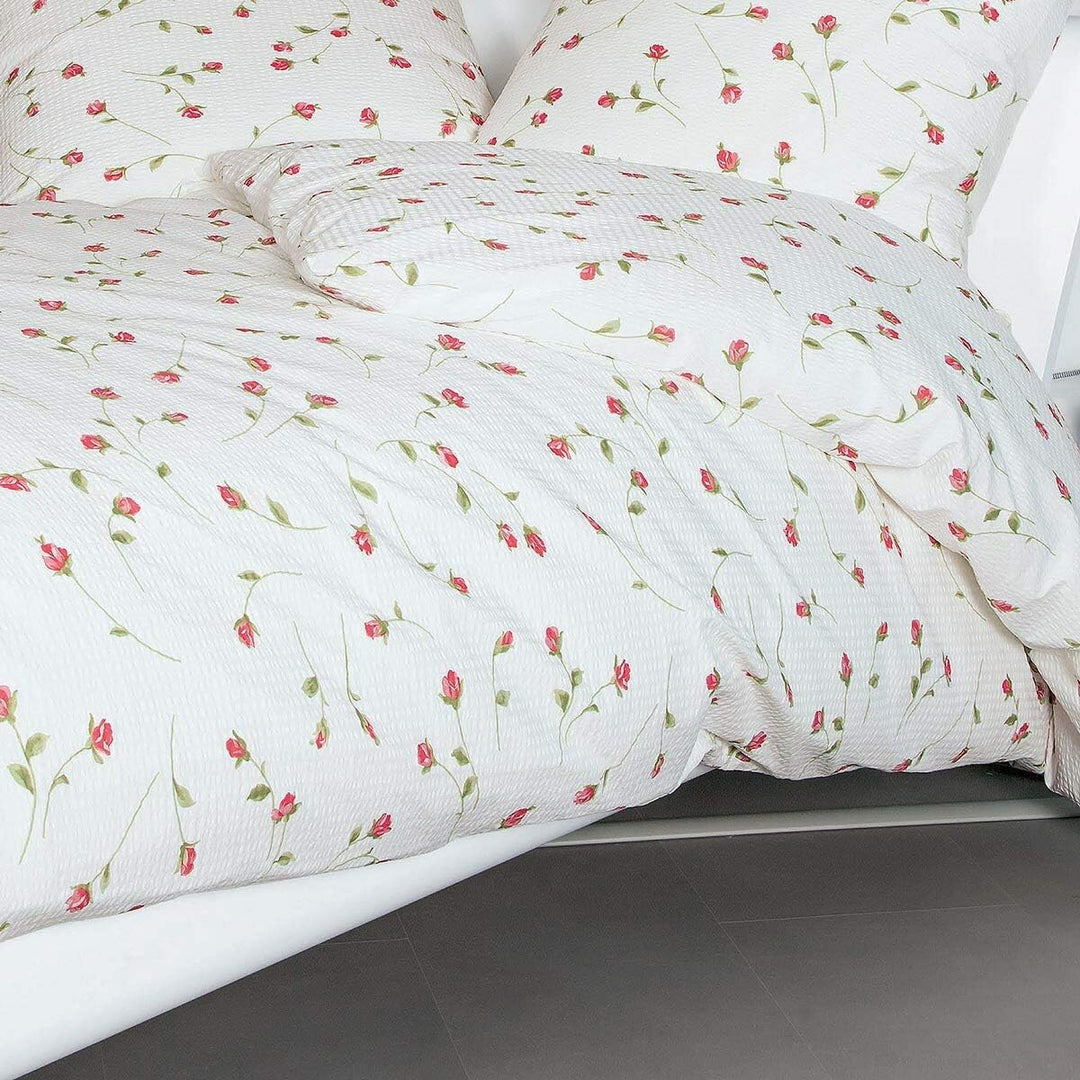 Janine Design Seersucker Bettwäsche Tango 2174-21 paradierot 1 Bettbezug 155 x 220 cm + 1 Kissenbezu