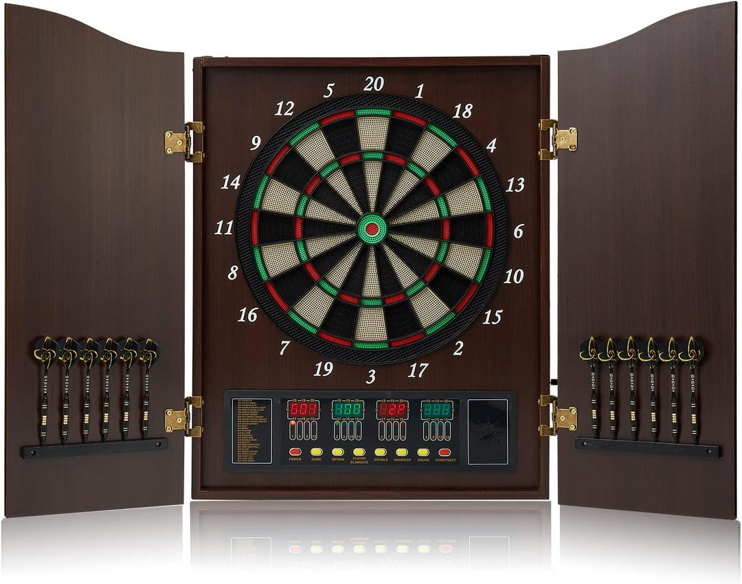 Brovamo Dartscheibe, Dekoratives Dartscheiben-Schrank-Set [12*Soft Tip Darts], Elektronische Dartsch