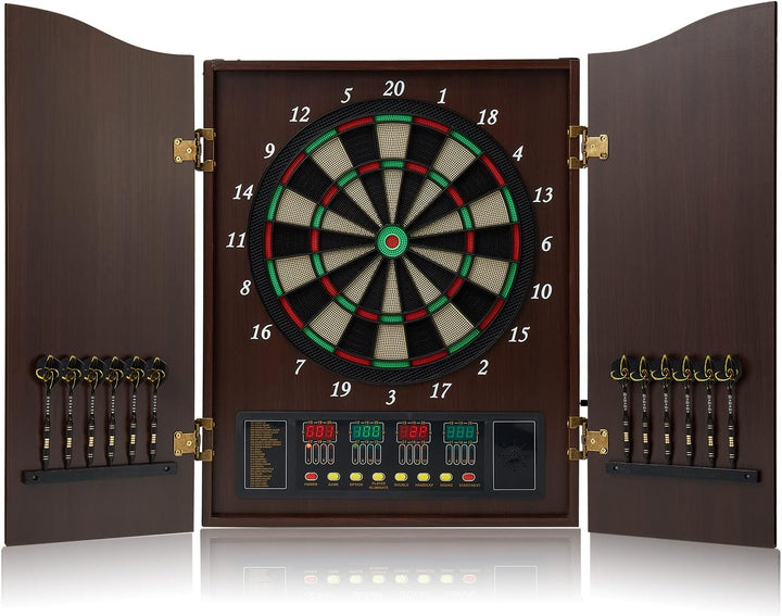 Brovamo Dartscheibe, Dekoratives Dartscheiben-Schrank-Set [12*Soft Tip Darts], Elektronische Dartsch