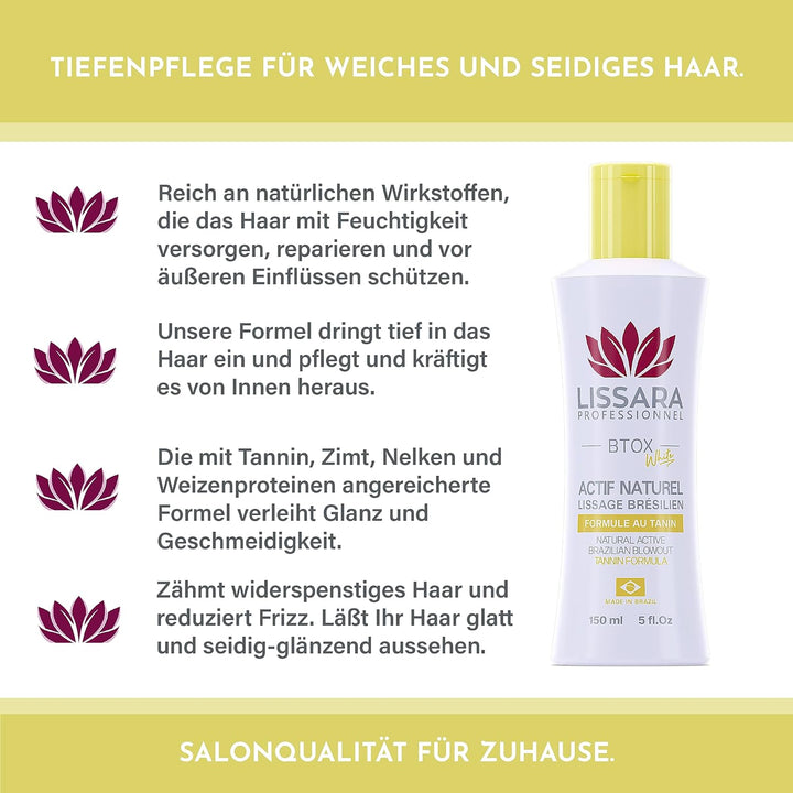 Glättendes Tanin Lissara - Taninoplastik - Btox White NATURAL ACTIVE - Formolfrei - Tiefenverjüngend