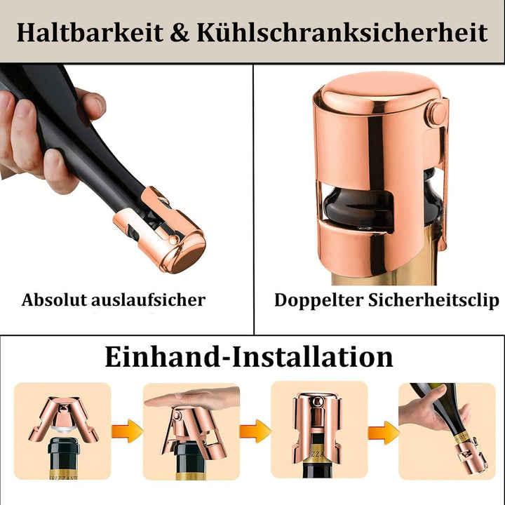 3 Stück Sektverschluss, Champagner Verschluss, Sektflaschenverschluss, Flaschenverschluss Auslaufsic