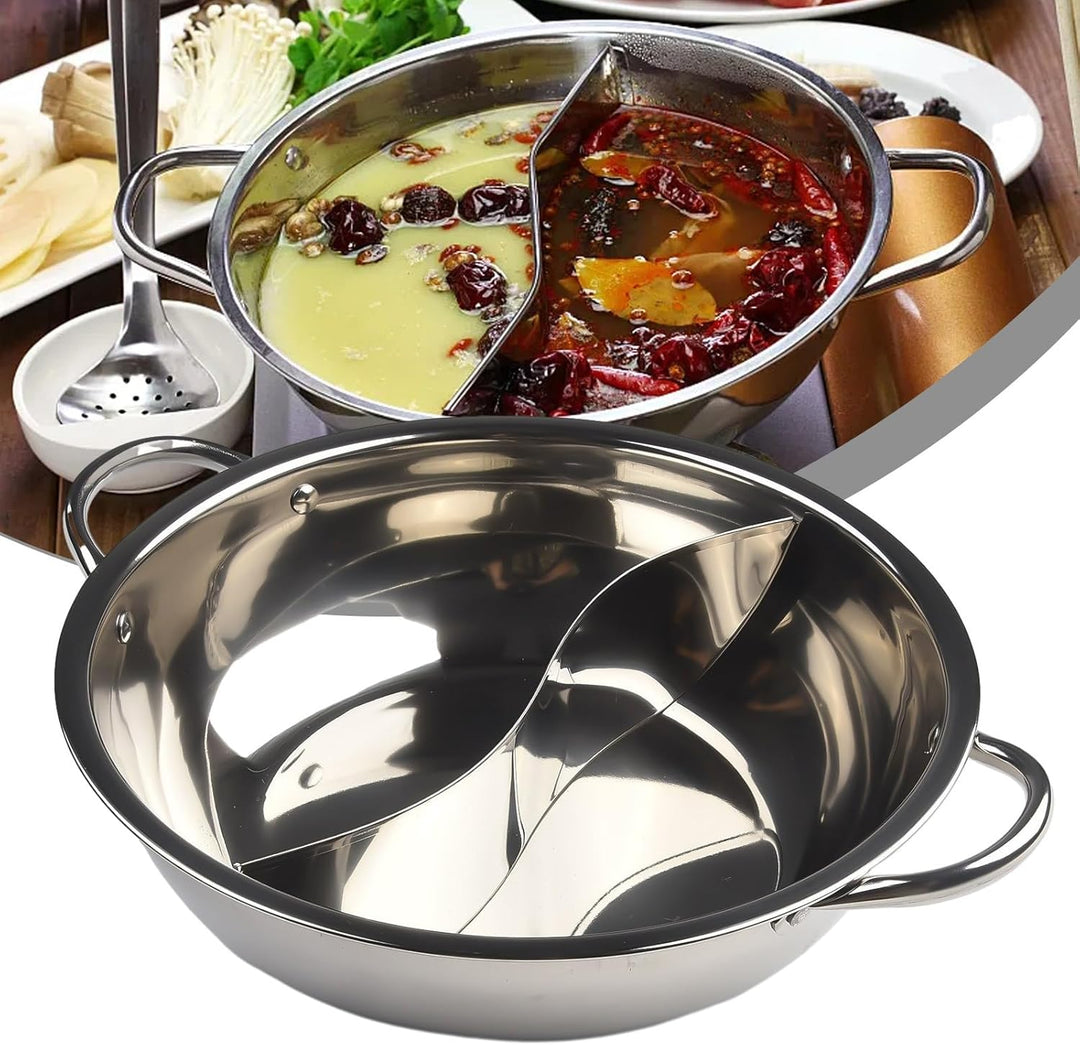 Shabu Topf, Doppelflavor 28 cm,hotpot hot Pot Topf Edelstahl,shabu shabu Topf Shabu Hot Pot mit Tren
