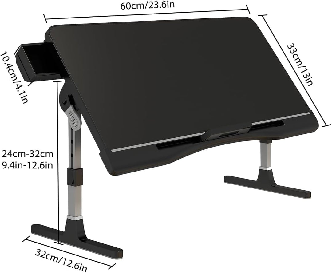 Höhenverstellbarer Laptoptisch – Winkelverstellbarer Lapdesk bis 17 Zoll, Stabiler Betttisch mit Mau