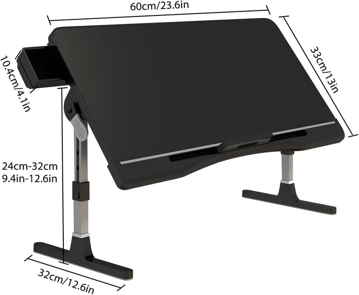 Höhenverstellbarer Laptoptisch – Winkelverstellbarer Lapdesk bis 17 Zoll, Stabiler Betttisch mit Mau