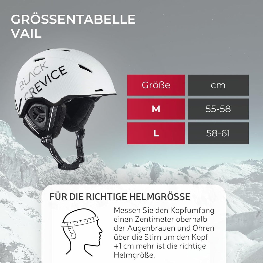 Black Crevice Skihelm Vail I Stossfester Skihelm in sportlichem Design I Skihelm Herren &amp; Damen I Sn