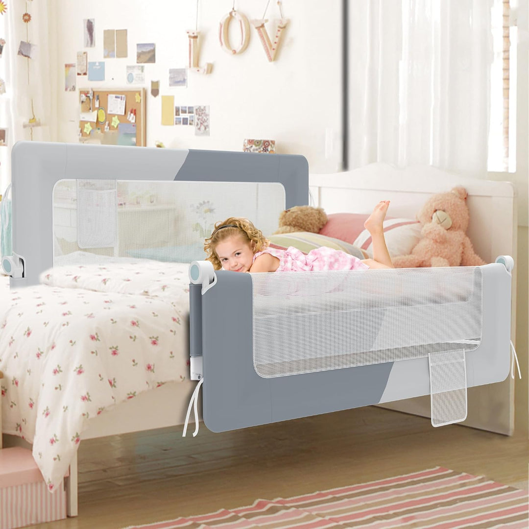 AufuN Bettgitter Bettschuztgitter Portable 150cm, Faltbar Kinderbettgitter für Kinder Babybettgitter