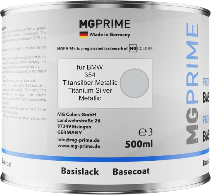 Autolack Dose spritzfertig für BMW 354 Titansilber Metallic/Titanium Silver Metallic Basislack 0,5 L