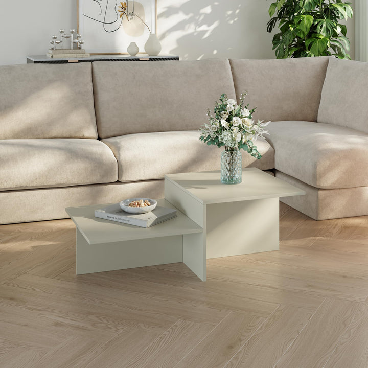 [en.casa] Couchtisch Taniena Wohnzimmertisch mit doppelter Tischplatte eckig Beistelltisch 100 x 55