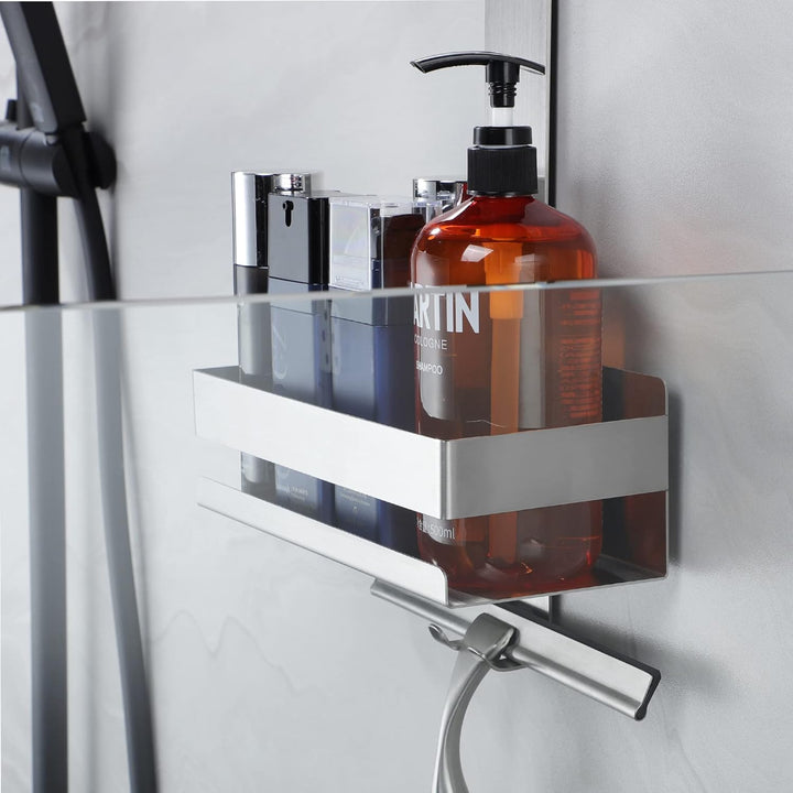 Cooeco Duschablage zum Hängen - Duschablage ohne bohren Edelstahl Duschkorb zum Hängen der Glas-Dusc