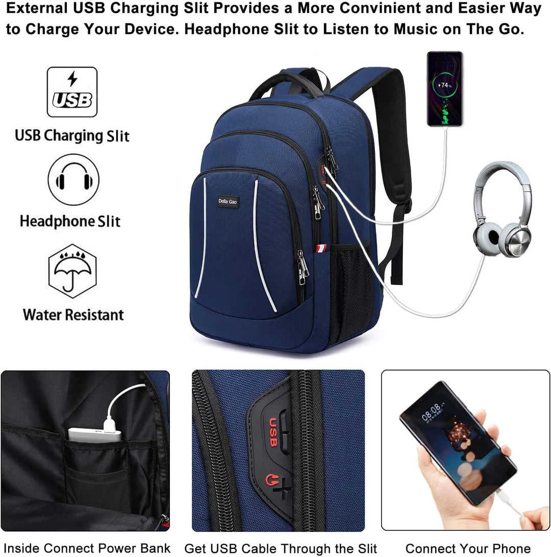 Della Gao Laptop Rucksack Herren, 17 Zoll Arbeit Business Rucksack Wasserdicht Rucksack Schule Tasch