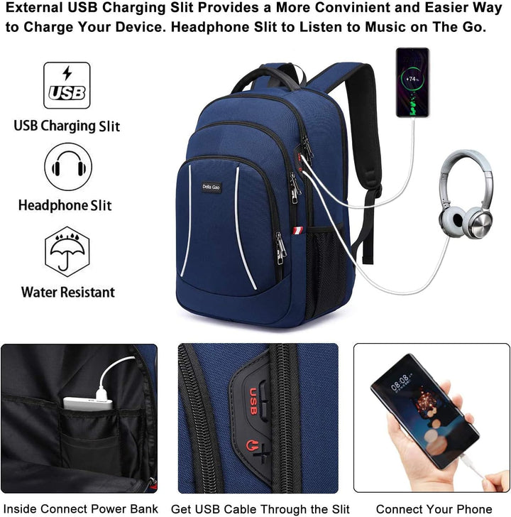 Della Gao Laptop Rucksack Herren, 17 Zoll Arbeit Business Rucksack Wasserdicht Rucksack Schule Tasch