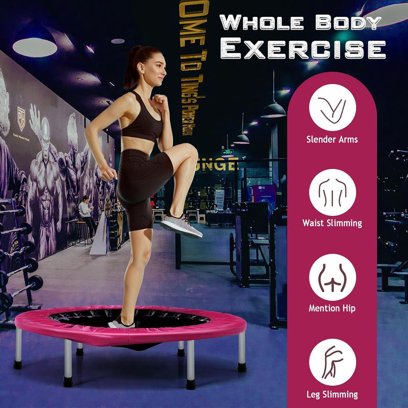 KOMFOTTEU Mini Trampolin Ø 96 cm, zusammenklappbares Fitnessbett, Kindertrampolin mit rutschfesten F