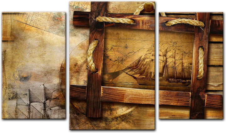 Bilderdepot24 Bild auf Leinwand | Schiff retro in 70x50 cm als Wandbild | Wand-deko Dekoration Wohnu