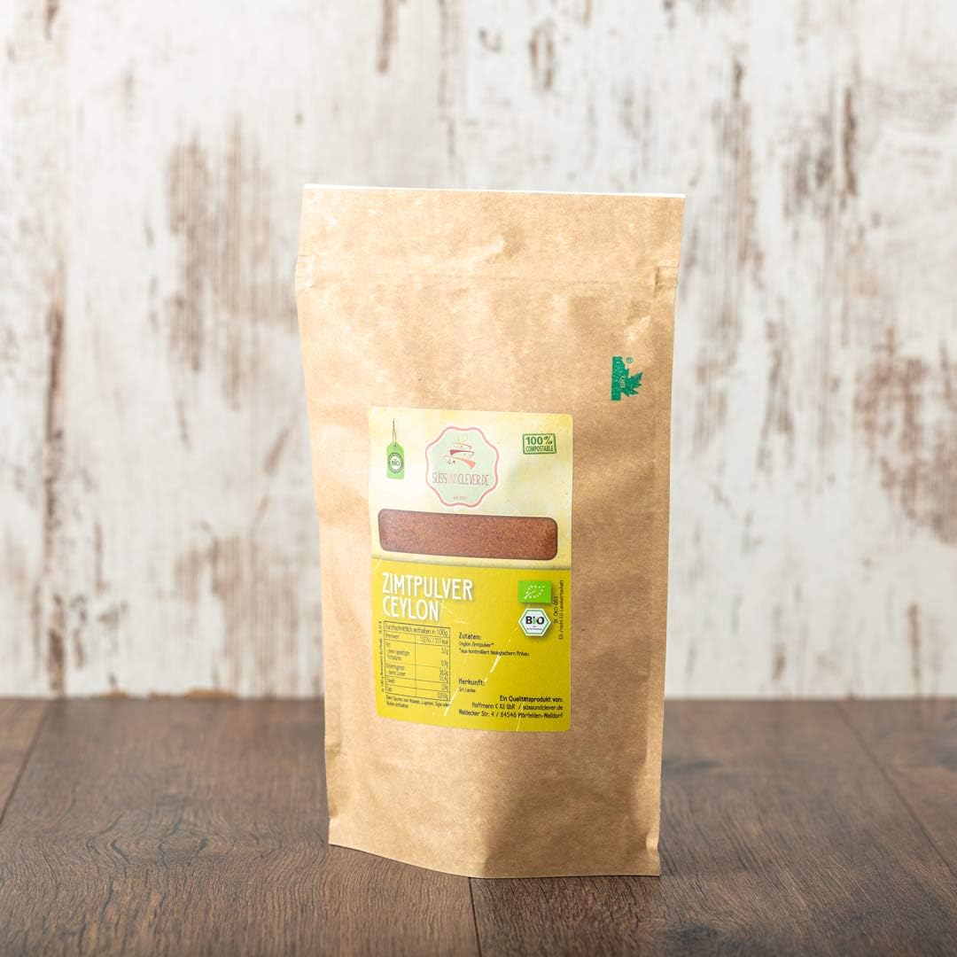 süssundclever.de® Bio Ceylon Zimt, gemahlen | 500g | Zimtpulver | Premium Qualität | plastikfrei und