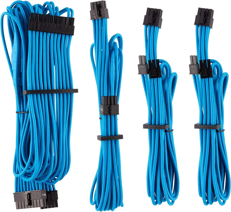 Corsair Premium Sleeved Netzteil Starter-Kabel-Set Typ4 (Generation 4-Serie) Blau Starter-Set Blau,