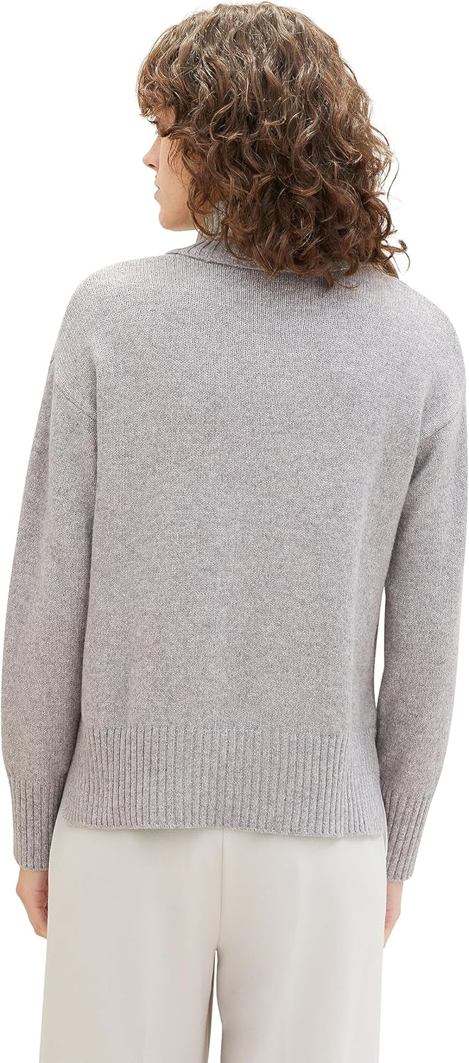 TOM TAILOR Damen 1041157 Pullover (1er Pack) 3XL 21373 - Medium Silver Grey Melange, 3XL 21373 - Med