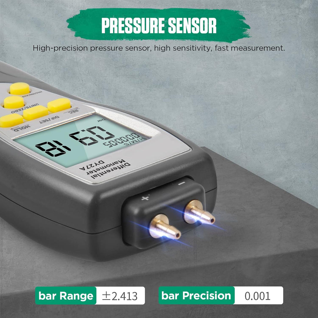 Digitales Manometer,DY27A Differentialmanometer,Digitales Differenzdruck-Manometer Lüftungssystem/Ga