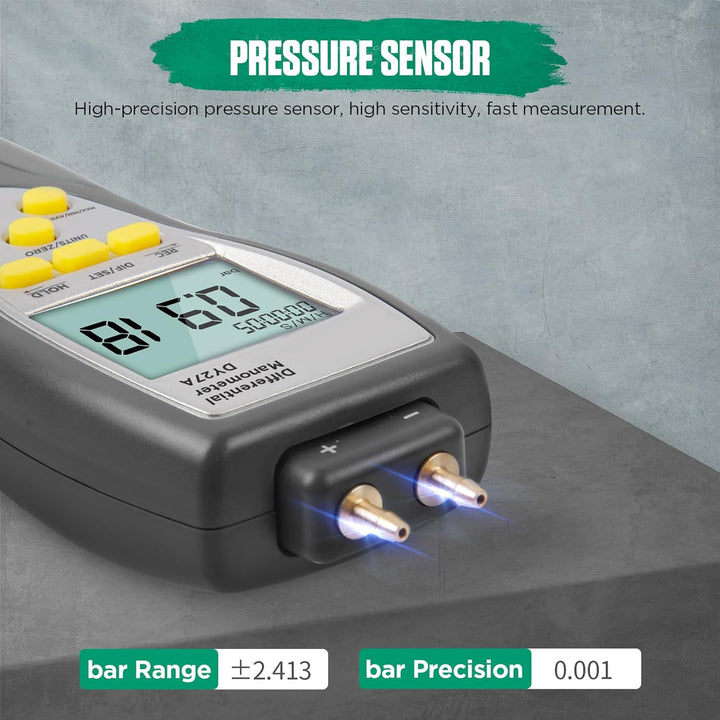 Digitales Manometer,DY27A Differentialmanometer,Digitales Differenzdruck-Manometer Lüftungssystem/Ga