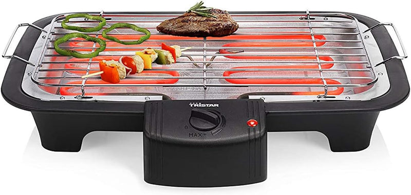 Elektrischer BBQ Tischgrill & Grillzange mit Wasserauffangschale, Grillfläche 38x22cm - 2000Watt