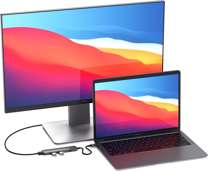 SATECHI Slim Type-C Multi-Port Adapter mit USB-C Pass-Through, 4K HDMI, USB 3.0 - Für M2/ M1 MacBook