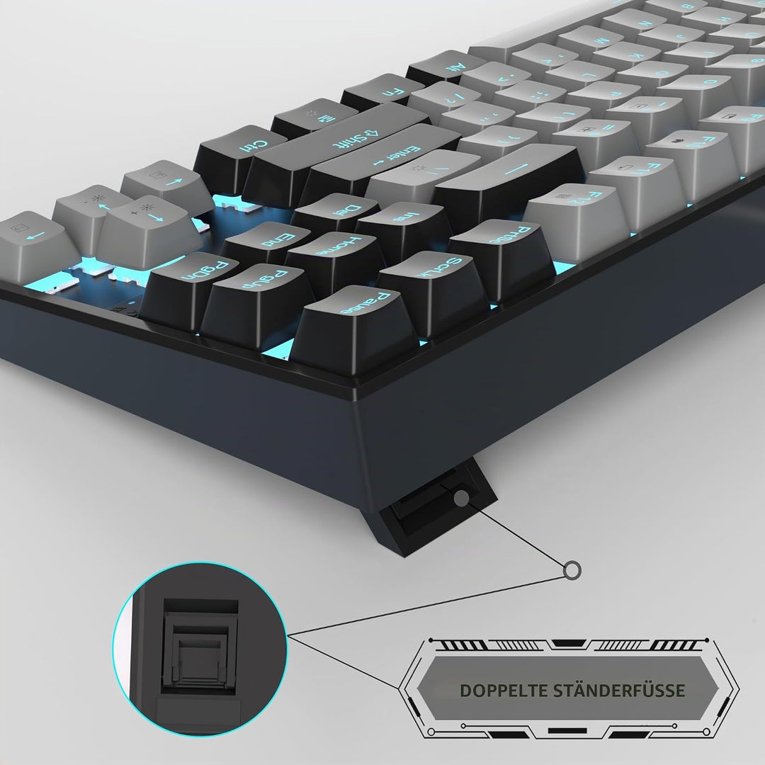MageGee 75% Mechanische Gaming-Tastatur mit blauem Schalter, LED-Tastatur mit blauer Hintergrundbele