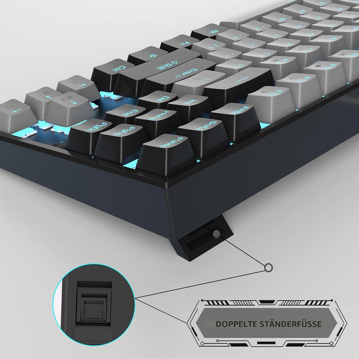 MageGee 75% Mechanische Gaming-Tastatur mit blauem Schalter, LED-Tastatur mit blauer Hintergrundbele