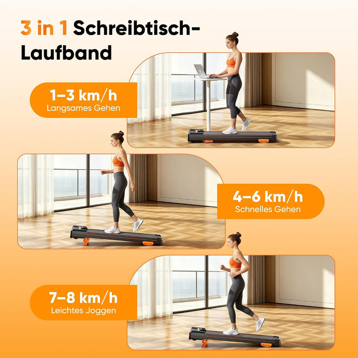 GIDGIMO Walking Pad, klappbares Laufband mit Steigung für Zuhause und Büro, Leiser Motor, LED-Displa