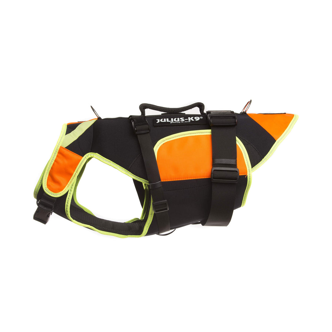 Julius-K9, IDC Multifunktionale Hundeweste 3in1, Grösse: L, Schwarz und UV Orange L Schwarz und Neon