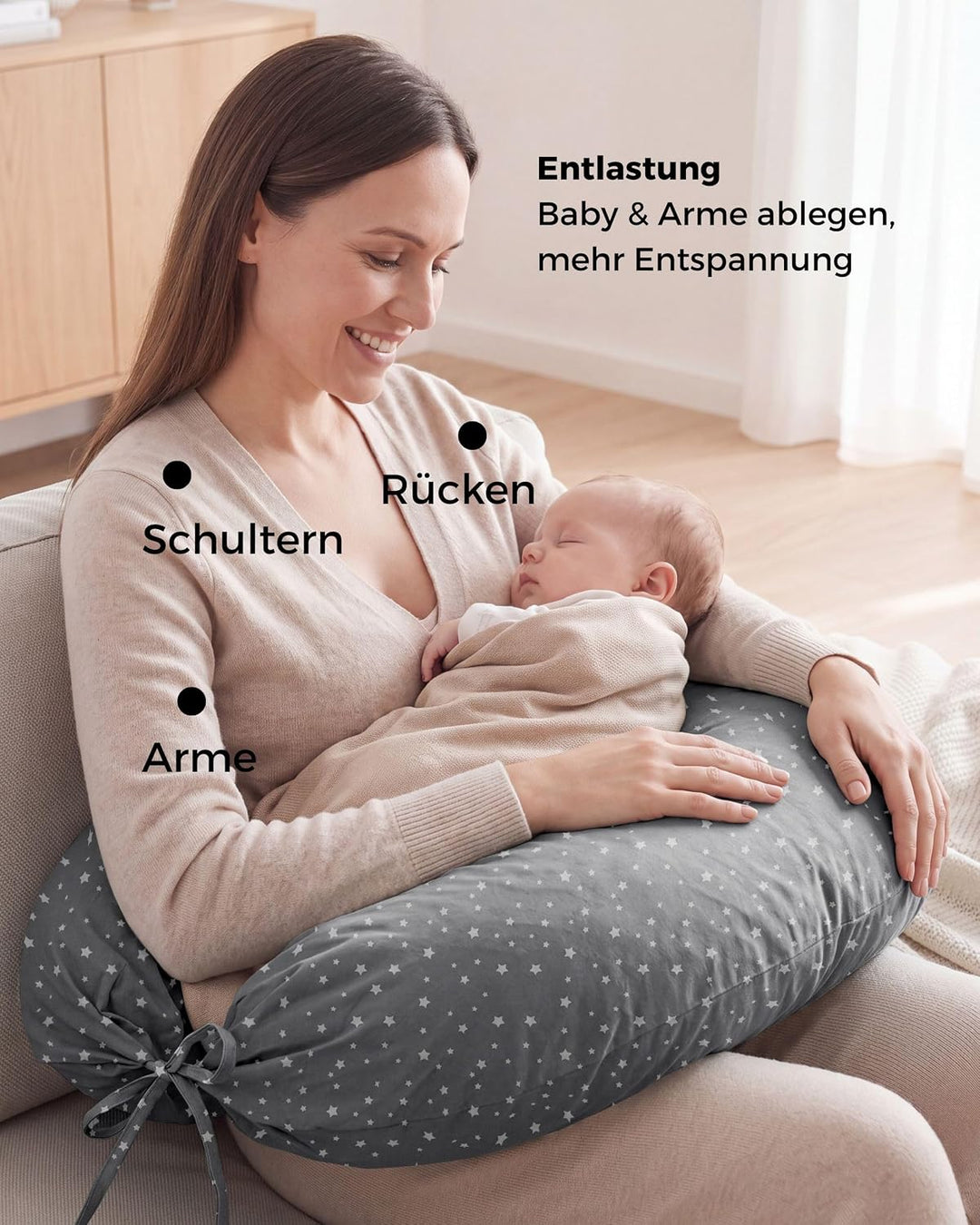 Stillkissen Seitenschläferkissen, XXL Schwangerschaftskissen | 190cm gross, ergonomisch weich: entsp