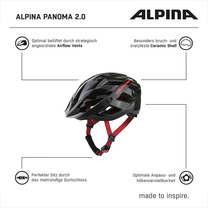 ALPINA PANOMA - Reflektierender & Optimal Belüfteter Fahrradhelm Mit Fliegennetz & Nachrüstbarem LED