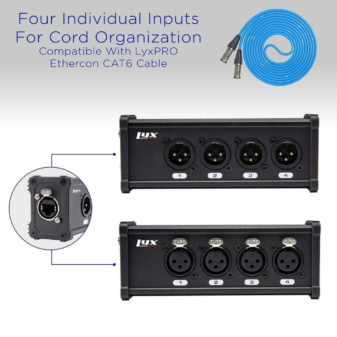 LyxPro 4-Kanal 3-Pin Multi Netzwerk XLR Kabel Breakout für Bühnen-Tonbeleuchtung und Aufnahmestudio-