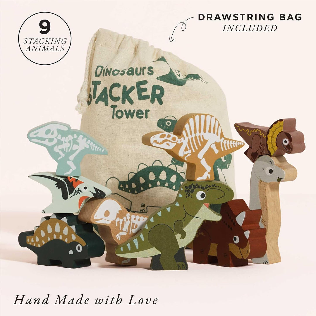 Le Toy Van LTV - Jurassic Stacking Dinosaurs &amp; Bag - 10 Piece FSC 100% Le Toy Van Dinosaurier Miniat