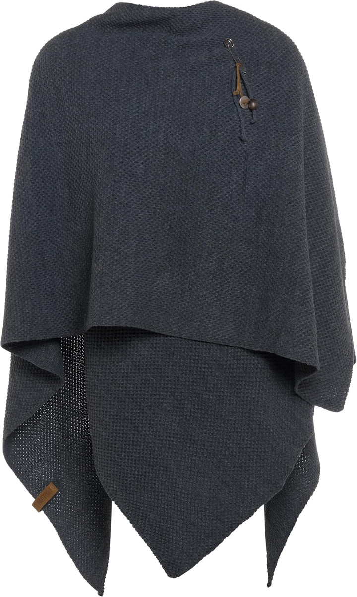 KNIT FACTORY - Jazz Poncho - Elegant Gestrickter Damen Cape - Wickelschal mit Wolle - Hochwertige Qu