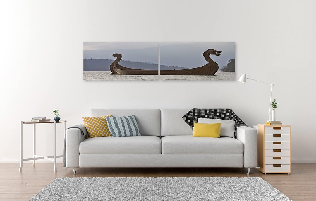 islandburner Bild auf Leinwand Wikinger Schiff In Walchensee Bilder Wandbilder Poster Leinwand 160x4