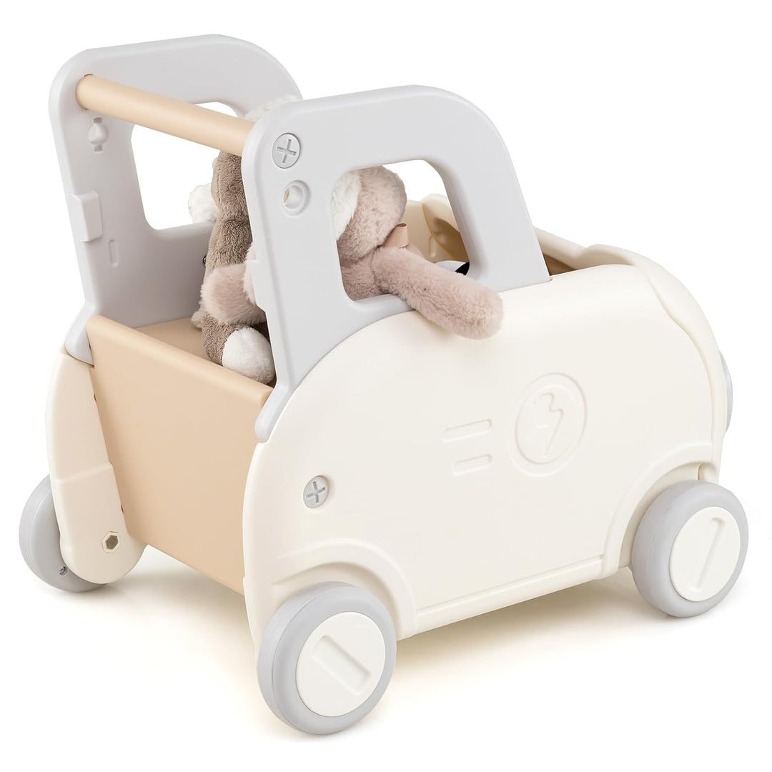 DREAMADE Lauflernwagen Baby, Laufwagen mit Zuggurt, Rädern & klappbarer Sitz, Baby Walker mit Staura