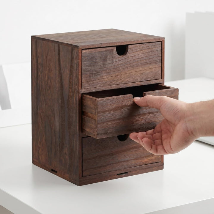 STOBAZA Holzschubladenbox Braun Mehrschichtige Holz-aufbewahrungsbox Mit Sortierbox Für Diverse Arti