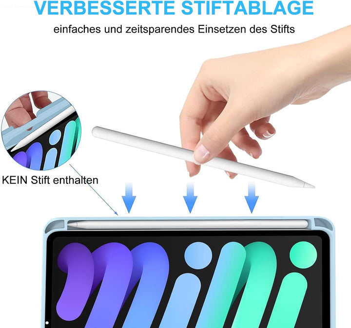 SENGBIRCH Hülle mit Tastatur für iPad mini 7 (A17Pro) 8.3" 2024 - QWERTZ Deutsche Tastatur Abnehmbar