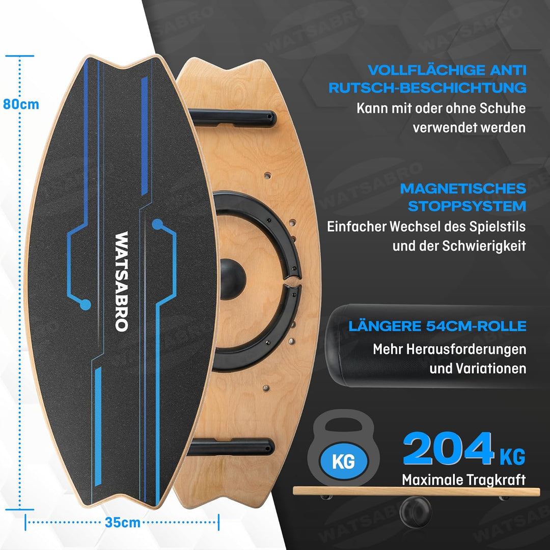 Balance Board Echtholz丨Rutschfest Gleichgewichtstrainer für Einsteiger und Profis丨Surf Balance Board