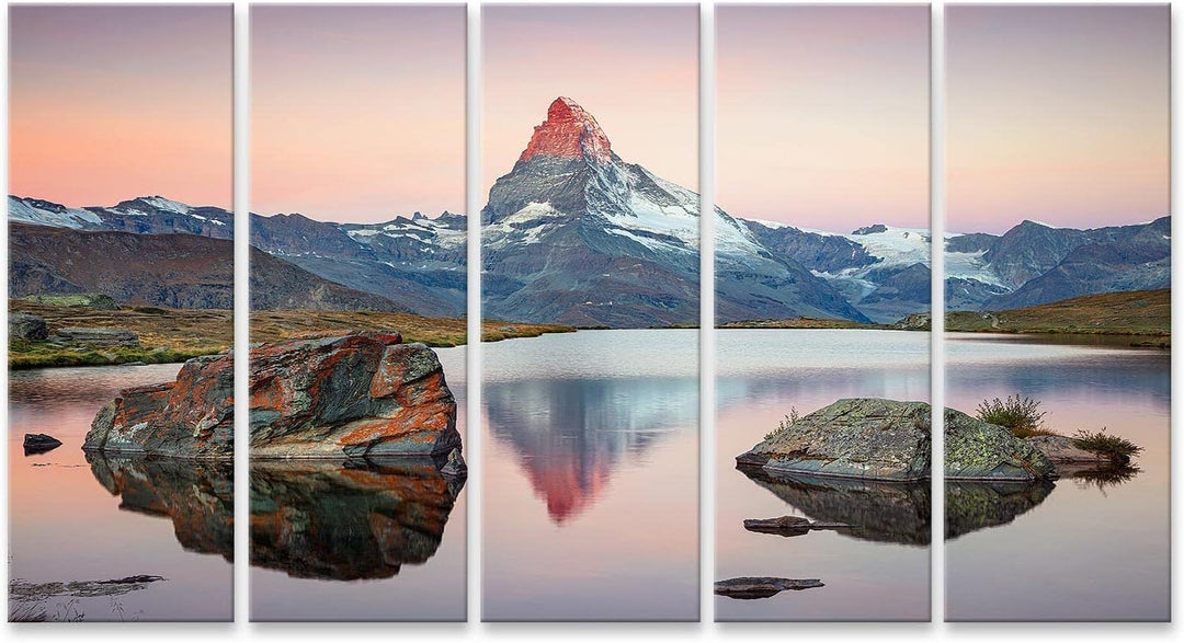 islandburner Bild auf Leinwand Matterhorn Schweizer Alpen Landschaft Bilder Wandbilder Poster Leinwa