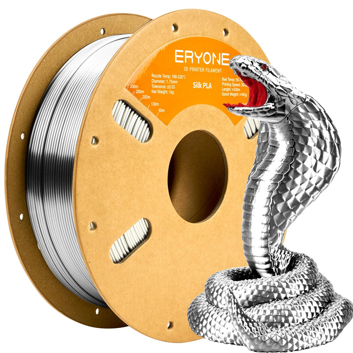 ERYONE Silk PLA Filament 1.75 mm, 3D-Drucker Filament PLA, 0,03 mm, 1 kg/Spule, Silk Silber Silk PLA