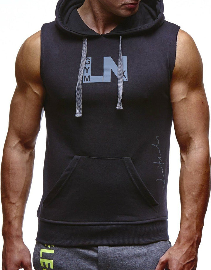 Leif Nelson Gym Herren Fitness T-Shirt Weste Trainingsshirt LN06260 S Schwarz Anthrazit, S Schwarz A