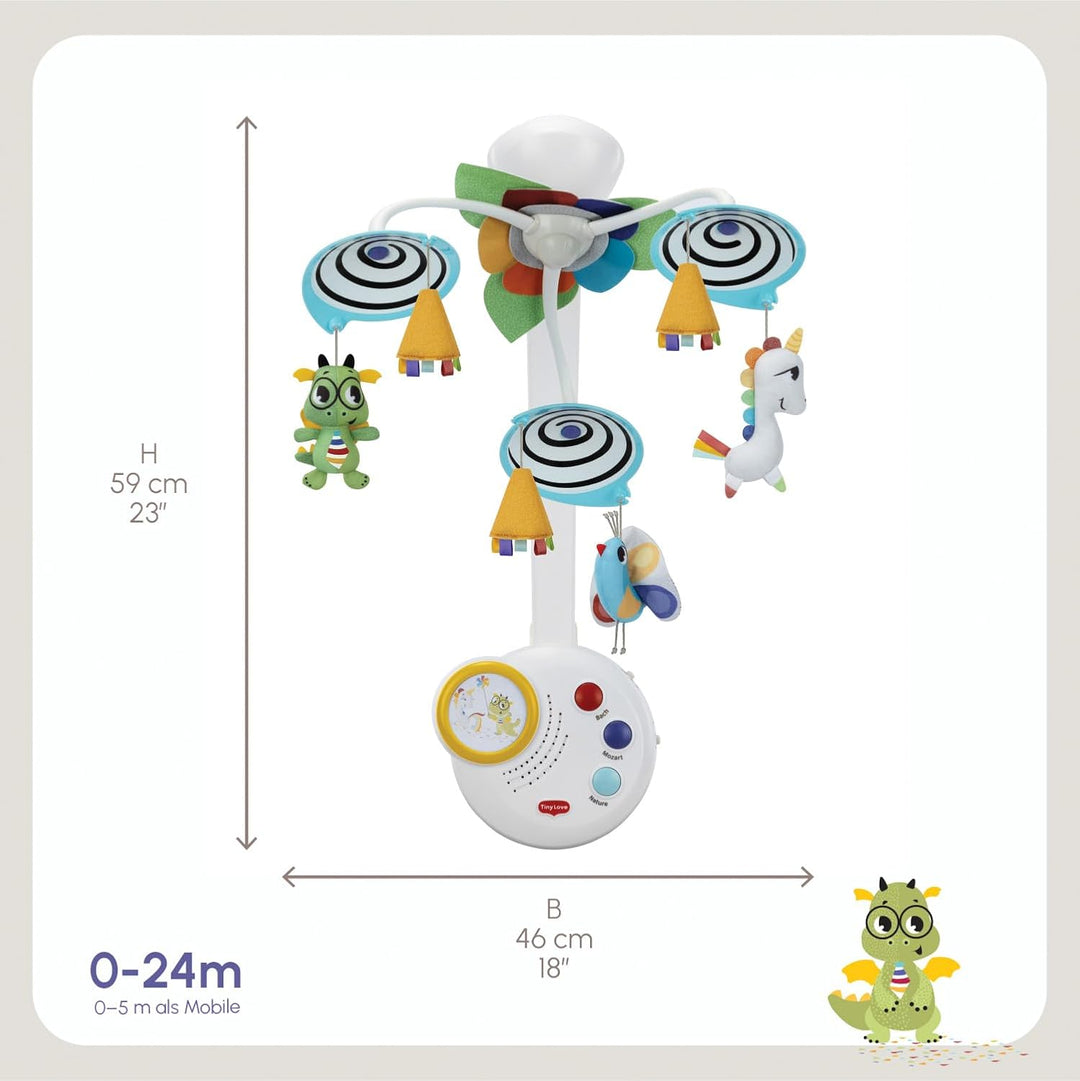 Tiny Love Classic Mobile, 2-in-1 Musik Mobile Baby Elektrisch, 0+ Monate, in ein Mobile Babybett für