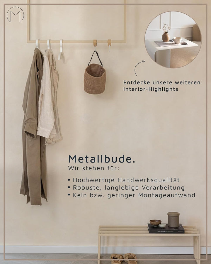 Metallbude Kleiderstange RUBI Cashew - Eckige Garderobe mit Deckenmontage - Decken Kleiderstange - K