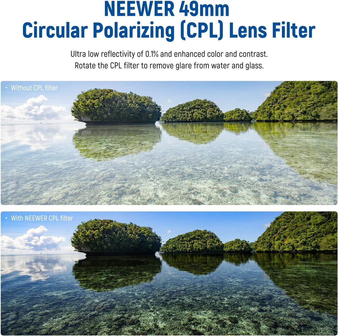 NEEWER 49mm Polarisationsfilter(Polfilter),CPL Filter mit 30 lagiger Mehrschicht Polarisationsfolie,