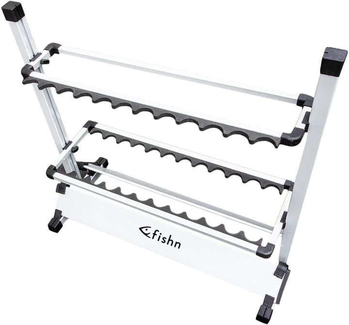 FISHN® Rutenständer für 24 Angelruten aus hochwertigem Aluminium, Rutenhalter, Angelrutenhalter - 72