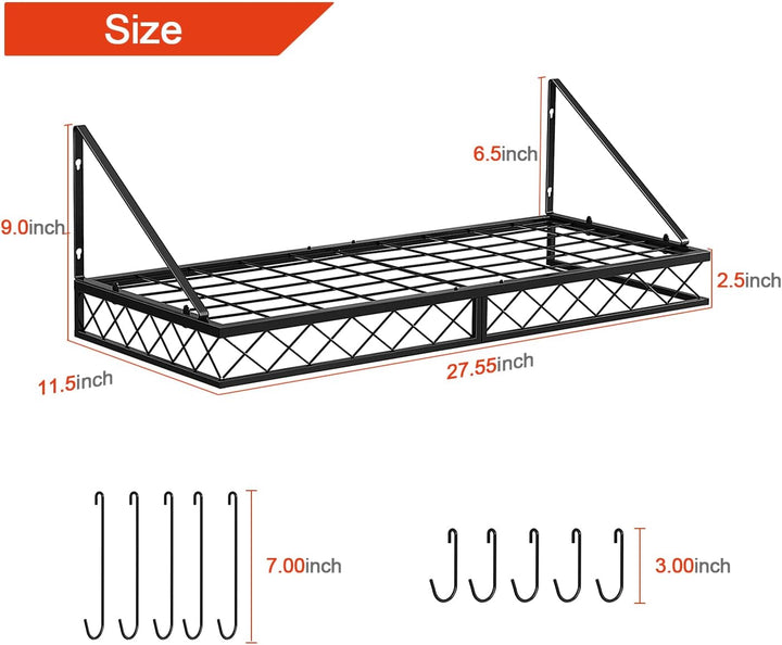 Bomclap Küchenregal Pfannenhalter, Eisen Küchenregal Hängend Topf-Rack mit 10 Haken, Küchenwand Rega